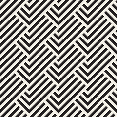Stylish Lines Lattice. Ethnic Monochrome Texture. Abstract Geometric Background Design. Vector Seamless Black and White Pattern.