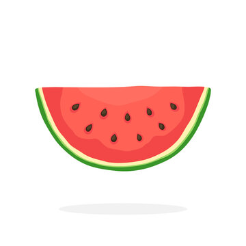 Vector illustration in flat style. Watermelon slice. Healthy vegetarian food. Decoration for greeting cards, prints for clothes, posters, menus