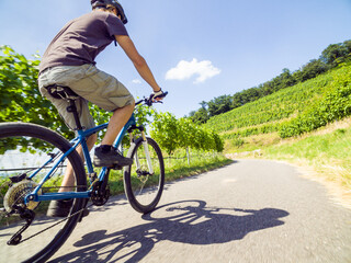 Fototapeta premium Young Man Riding His Mountain Bike