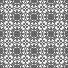 Grey ornamental seamless wallpaper pattern, vector illustration