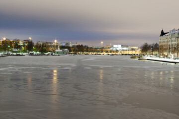 HELSINKI, FINLAND -NOVEMBER 12 :night Helsinki,FINLAND-NOVEMBER 12 2016.