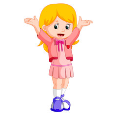 Happy little girl cartoon
