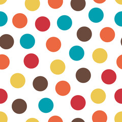 Abstract seamless pattern with randomly colored dots. Abstract background with little circles. Vector illustration.