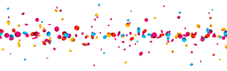 Banner with colorful glossy confetti.