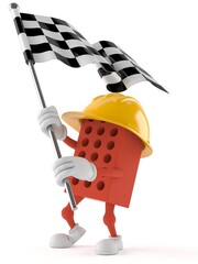 Brick character with racing flag