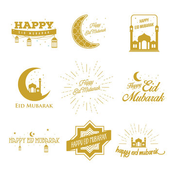 Vector illustration of Eid mubarak badges for greeting cards