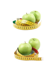 Apples tied with the measuring tape