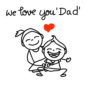 hand drawing concept cartoon character happy fathers day