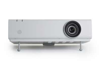 Front view from a multimedia projector isolated on the white。