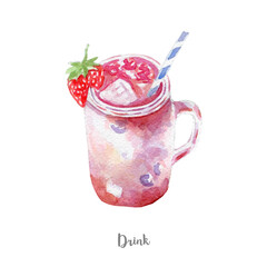 Obraz na płótnie Canvas fresh drink illustration. Hand drawn watercolor on white background