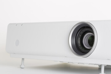 Closeup of a multimedia projector isolated on the white。