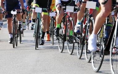 Fototapeta na wymiar cyclists running fast during the road race