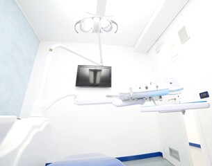 Fototapeta na wymiar dental clinic with halogen light from below without people