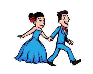 Isolated Wedding Couple Character - The Wedding Ball Dance