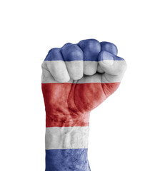 Flag of Costa Rica painted on human fist like victory symbol