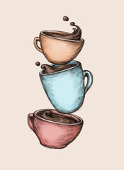 Drei Tassen Kaffee 