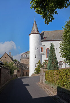 Castle and tower at Wildenburg Eifel Germany. Hellenthal. H&ouml;henburg im Kreis Euskirchen