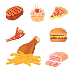 fat food vector icon illustration. cartoon collection
