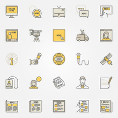 News colorful icons set