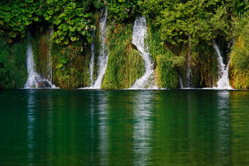 Waterfall in National Park Plitvice Lakes, Croatia, Europe