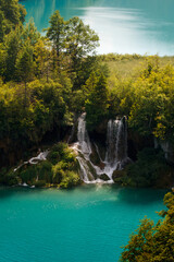 Fototapeta na wymiar Waterfall in National Park Plitvice, Croatia, Europe
