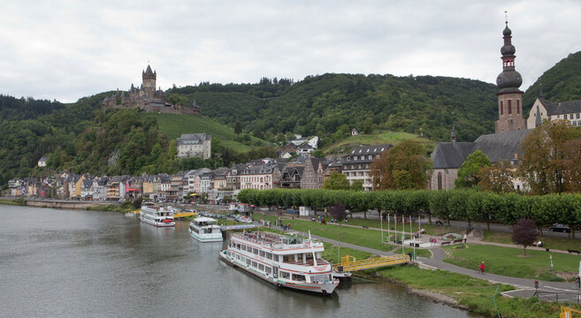 Cochem at the river Moselle Germany Europe. View at the town.