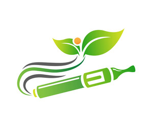 Modern E-Cigarette Vaping Logo Illustration - Organic Vaping