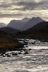 River Gruinard near the summit of An Teallach in the Scottish Highlands, Scotland, UK.