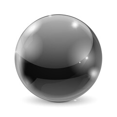 Black glass ball. Shiny sphere
