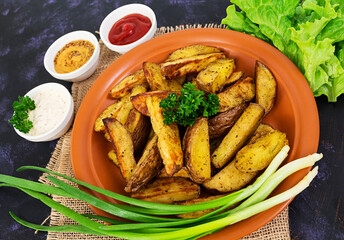 Baked potato wedges with spices