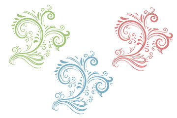 Decorative ornament. Colored flower branch