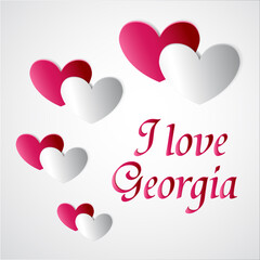Heart and text I love Georgia on white background.