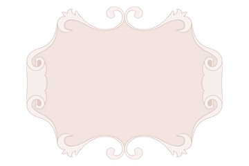 Square scroll banner. Beige ornament