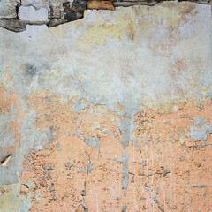 Grungy wall of an abandoned house
