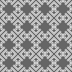 Grey ornamental seamless wallpaper pattern, vector illustration