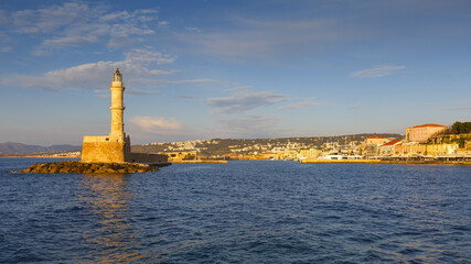 Fototapeta premium Old Venetian harbor of Chania town on Crete island, Greece. 