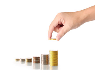 Hand human hand putting coin to money