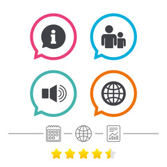 Information sign and group. Communication icons.