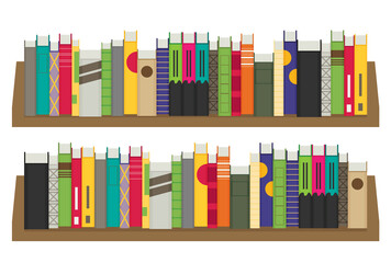 Naklejka premium Flat bookshelf. Vector illustration. Modern design