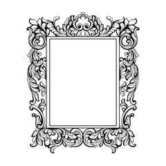 Vintage Imperial Baroque Mirror frame. Vector French Luxury rich intricate ornaments. Victorian Royal Style decor