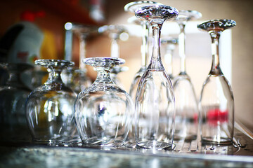 Glasses standing on a shelf