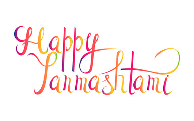 happy krishna janmashtami hand lettering inscription typography poster for indian traditional festiva
