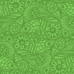 Seamless flower paisley lace pattern on beige background