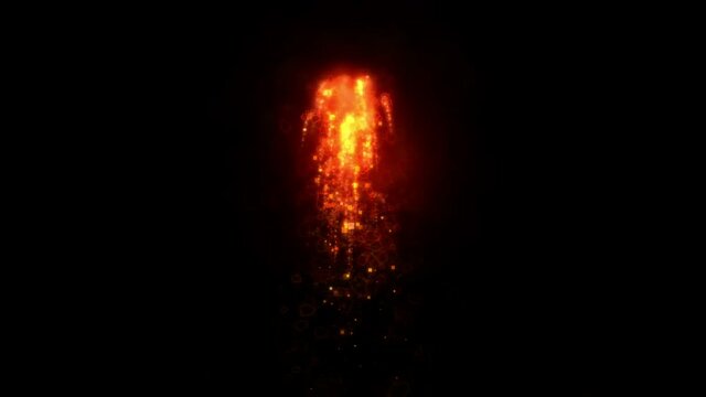 4k Volcanic erupt flame fireworks burning volcanoes magma explosion particles fire.