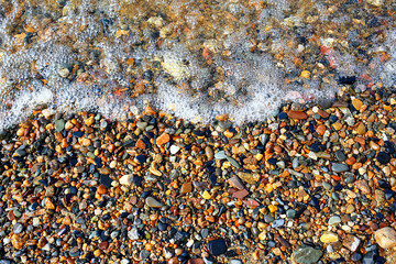 Pebble texture on the river bank