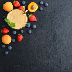 Glass of fruit milkshake