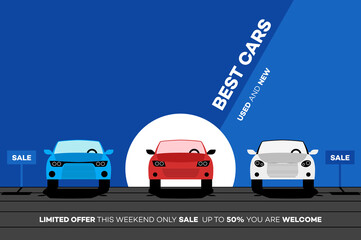 Best Cars In The City. Vector Illustration For Rent Or Trading Company