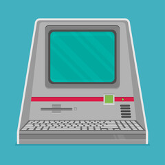 Vintage personal computer. Vector illustration.