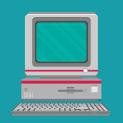 Vintage personal computer. Vector illustration.