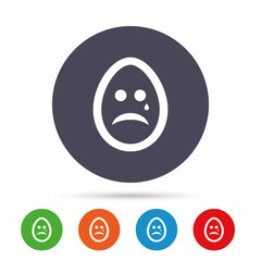 Sad egg face with tear sign icon. Crying symbol.